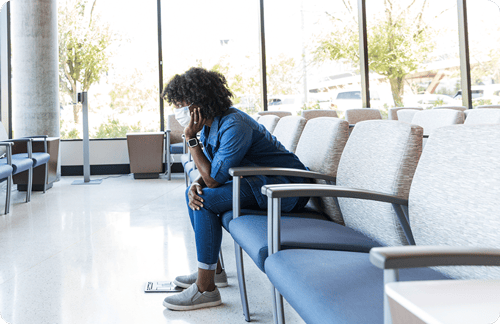 hospital employee sitting